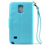 Wholesale Samsung Galaxy Note 4 Premium Flip Leather Wallet Case w Stand and Strap (Blue)